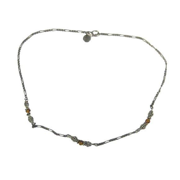 American Eagle Silvertone Chain Necklace 17 Inch Unisex Strand Beaded Jewelry - Picture 7 of 7